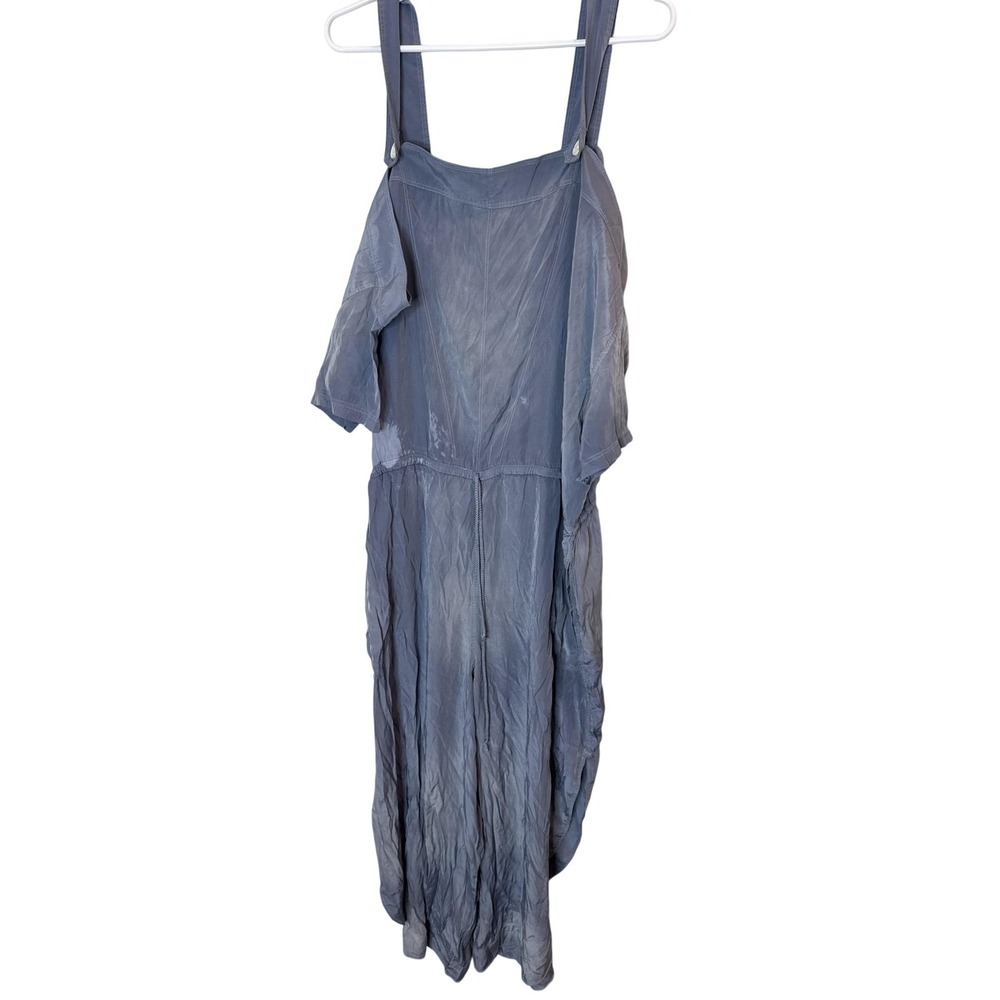 Saturday Sunday Jumpsuit Womens XL Blue Short Sleeve Zip Front Pockets Casual